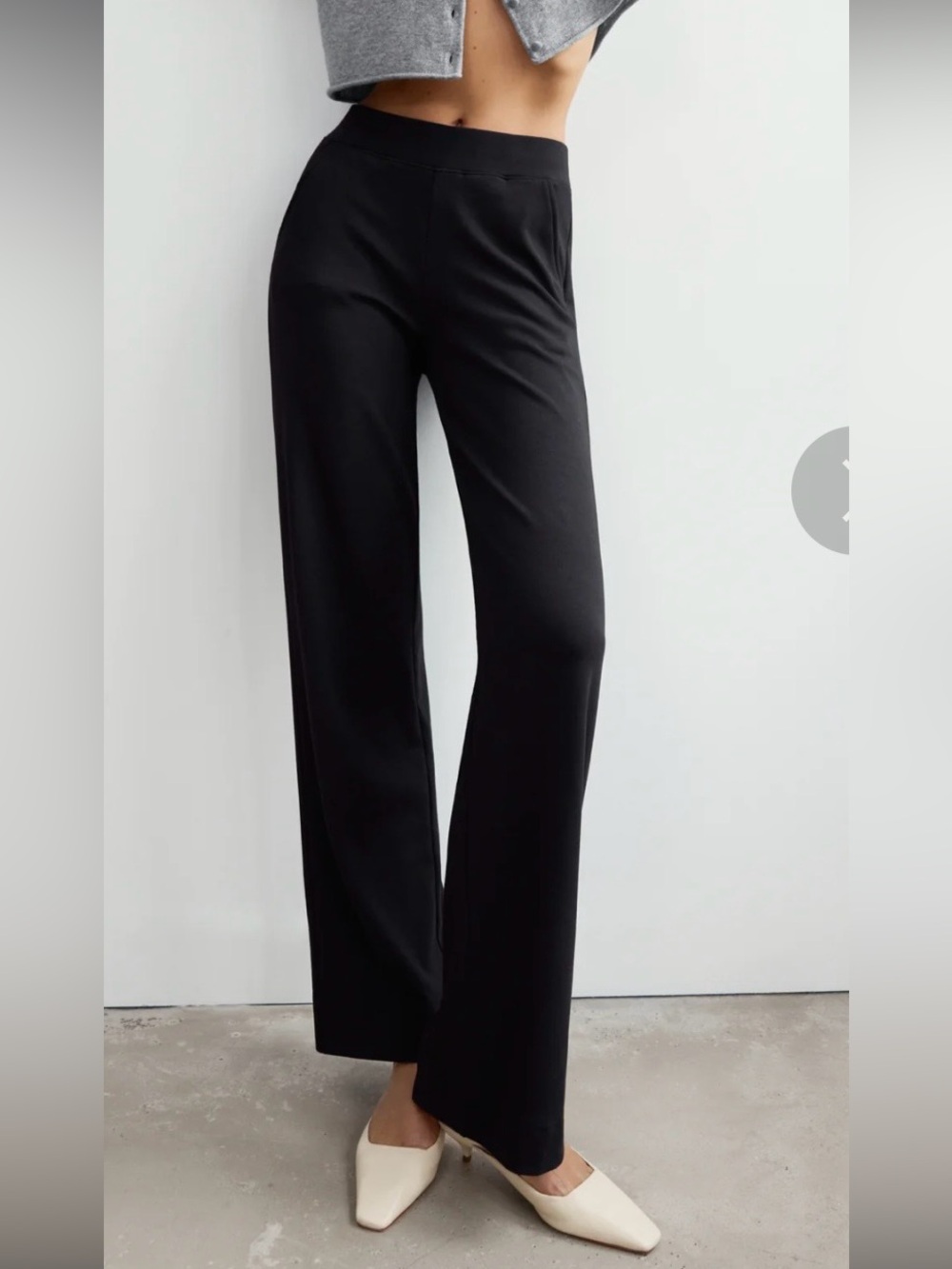 AYR The High Hopes Pants Black Pima Cotton Modal Wide Leg Size XS